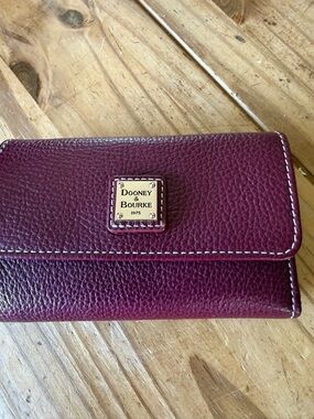Dooney & Bourke Pebbled Leather Wallet in Wine